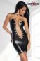 Preview: Wetlook-Kleid mit Kette schwarz 1-18161-002