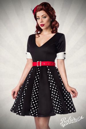 Godet-Kleid schwarz-weiss-rot 1-50022-119
