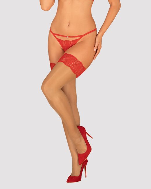 Mellania Stockings beige-rot 2-7356