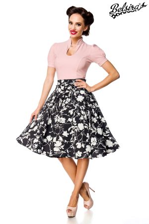 Rock mit Schluppe schwarz-gemustert 1-50221-152