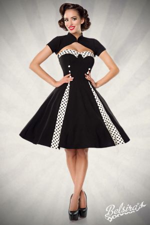 Vintage-Kleid mit Bolero schwarz-weiss 1-50062-010