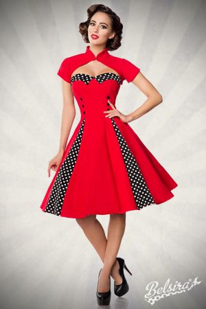 Vintage-Kleid mit Bolero rot-schwarz-weiss 1-50062-041