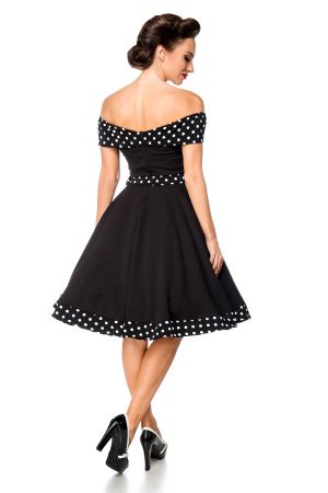 schulterfreies Swing-Kleid mit Gürtel