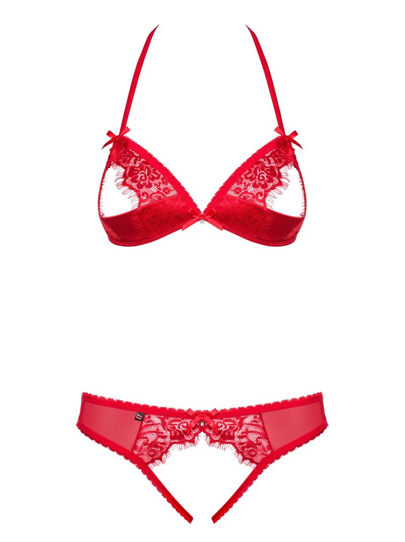 BH und String ouvert - rot - Collection Emma