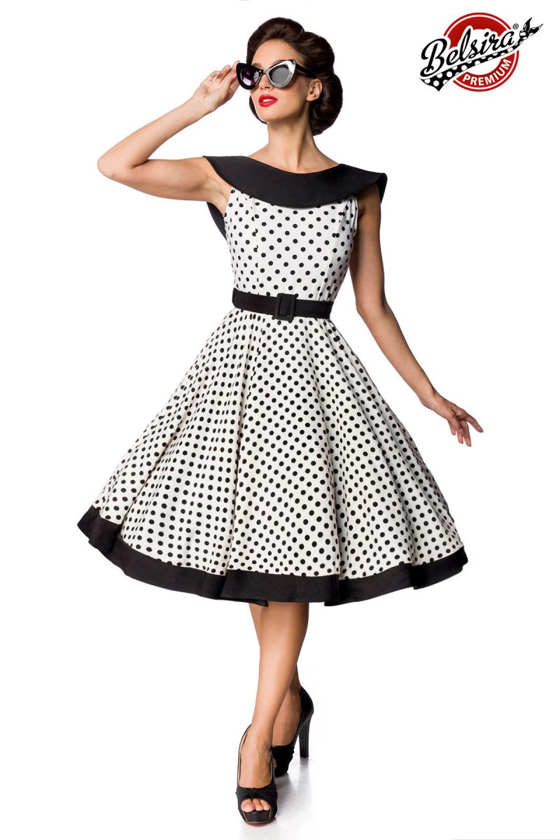 Belsira Premium Vintage Swing-Kleid weiss-schwarz 1-50124-005 Belsira Premium Vintage Swing-Kleid weiss-schwarz 1-50124-005