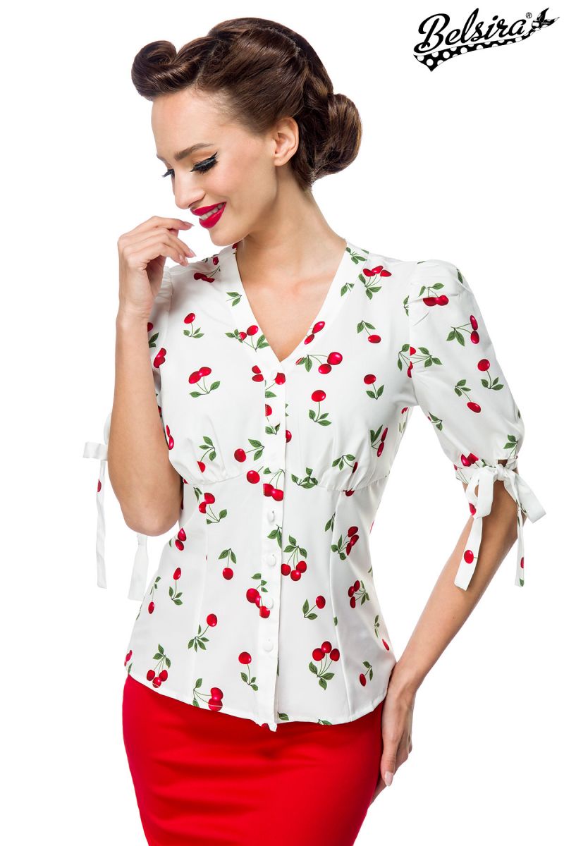 Bluse mit Kirschenmuster weiss 1-50326-014 Bluse mit Kirschenmuster weiss 1-50326-014