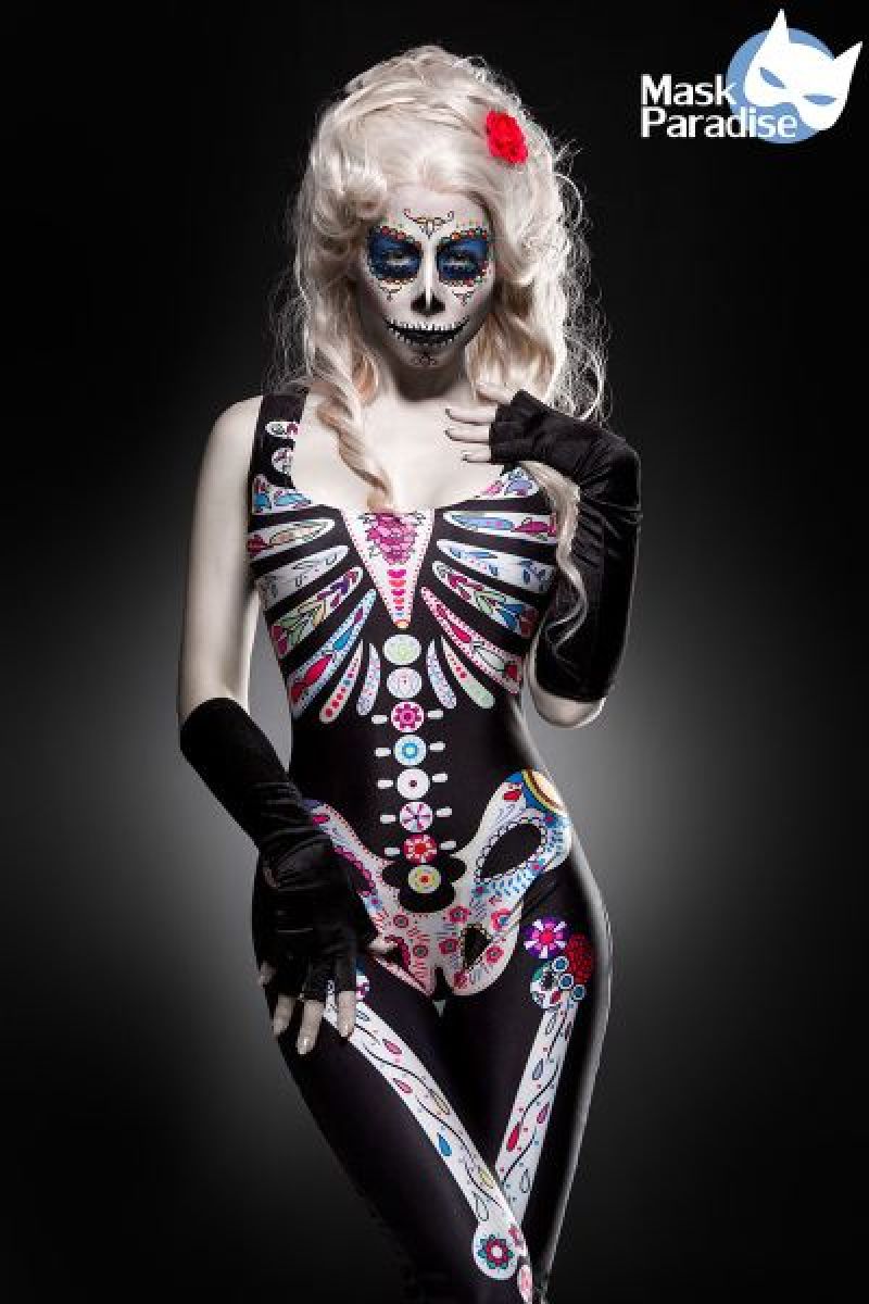 Day of the Dead Kostuem- Mexican Skull schwarz-bunt 1-80008-226 Day of the Dead Kostuem- Mexican Skull schwarz-bunt 1-80008-226