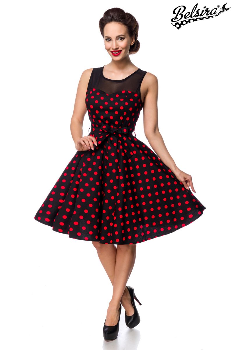 Kleid mit Dots schwarz-rot 1-50301-021
