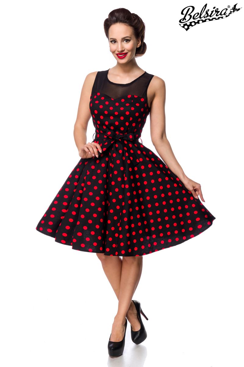 Kleid mit Dots schwarz-rot 1-50301-021 Kleid mit Dots schwarz-rot 1-50301-021