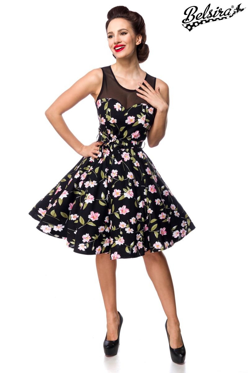 Kleid mit Dots schwarz-rosa 1-50301-060