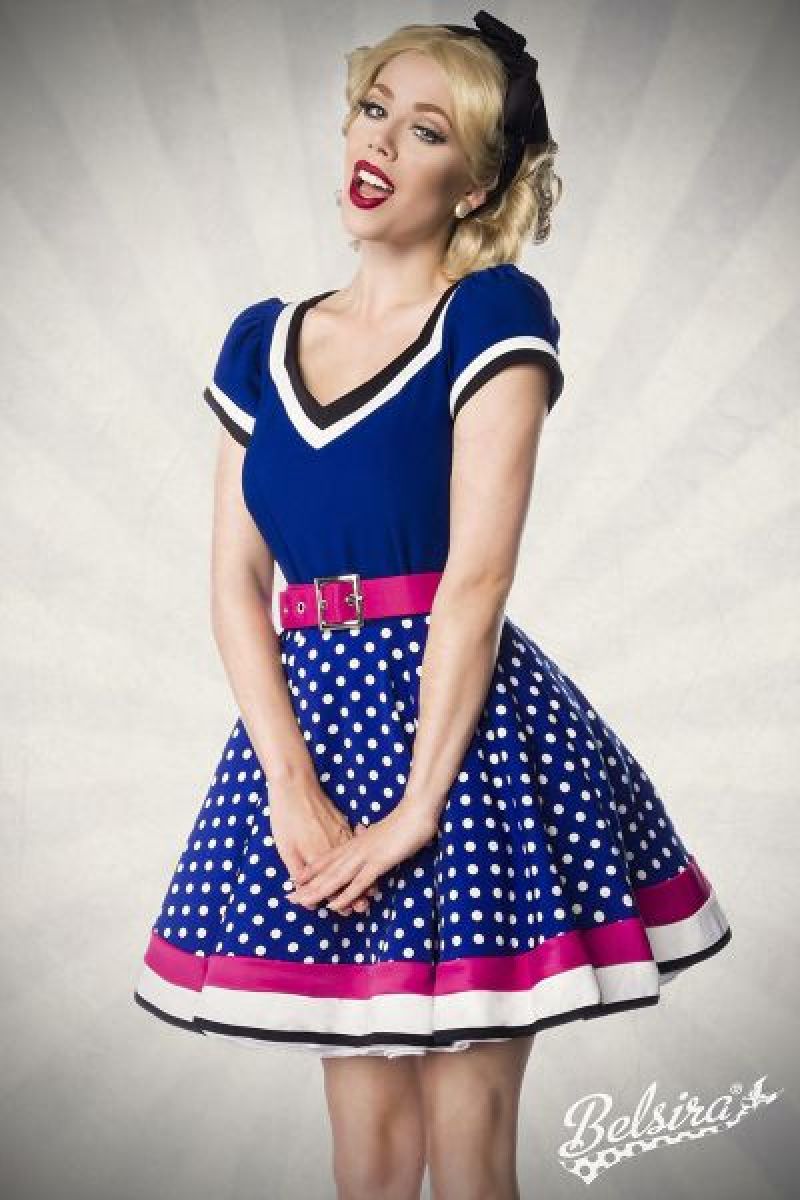 Kleid mit Guertel blau-rosa-weiss 1-50031-248 Kleid mit Guertel blau-rosa-weiss 1-50031-248