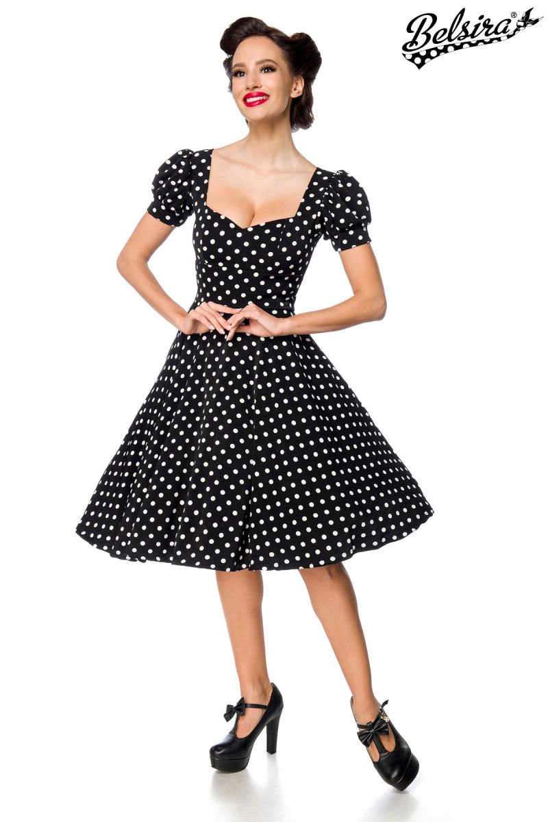 Kleid mit Puffaermeln gepunktet 1-50216-033 Kleid mit Puffaermeln gepunktet 1-50216-033