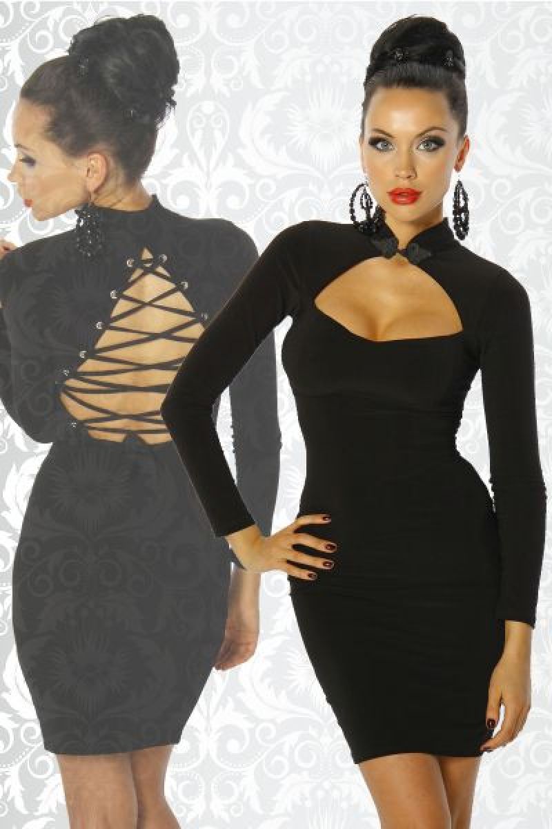 Kleid mit Schnuerung schwarz 1-12439-002 Kleid mit Schnuerung schwarz 1-12439-002