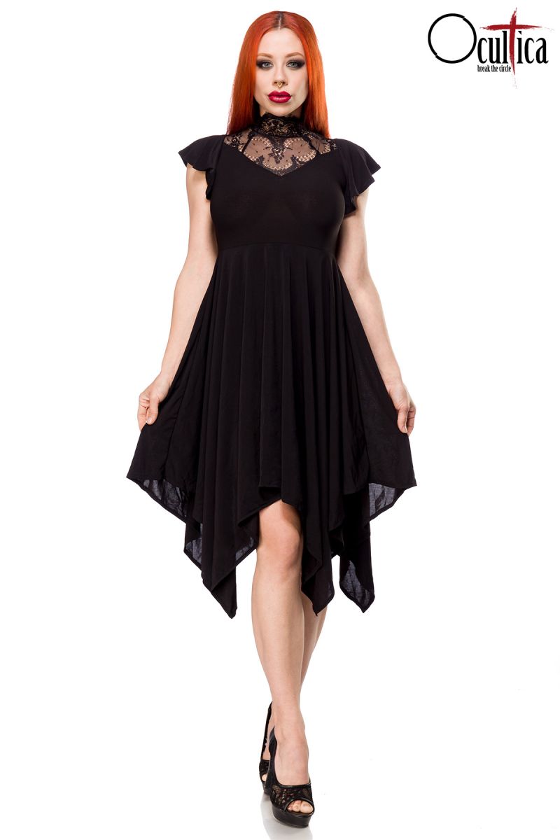 Kleid mit Spitzeneinsatz schwarz 1-93000-002 Kleid mit Spitzeneinsatz schwarz 1-93000-002