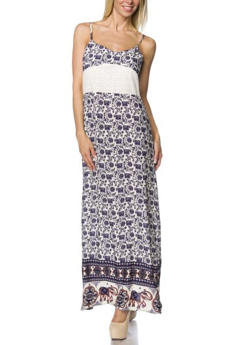 Maxi-Kleid weiss-blau 1-14741-001 Maxi-Kleid weiss-blau 1-14741-001