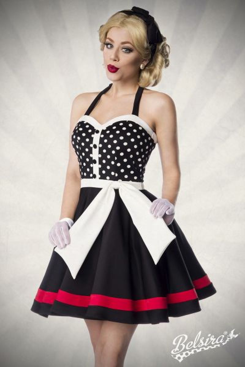Neckholder Kleid schwarz-weiss-rot 1-50030-119 Neckholder Kleid schwarz-weiss-rot 1-50030-119