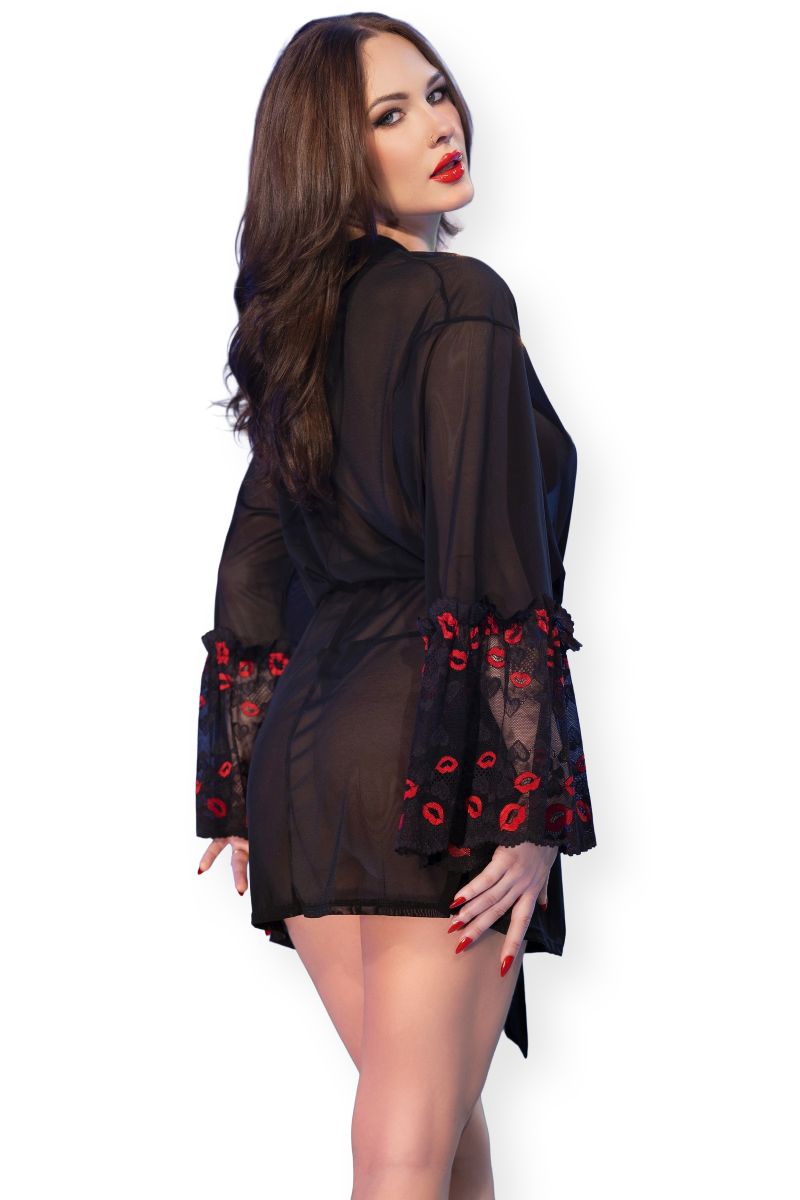 Peignoir CR4882 schwarz/rot