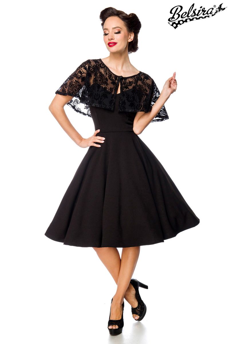 Retrokleid mit Cape schwarz 1-50213-002 Retrokleid mit Cape schwarz 1-50213-002