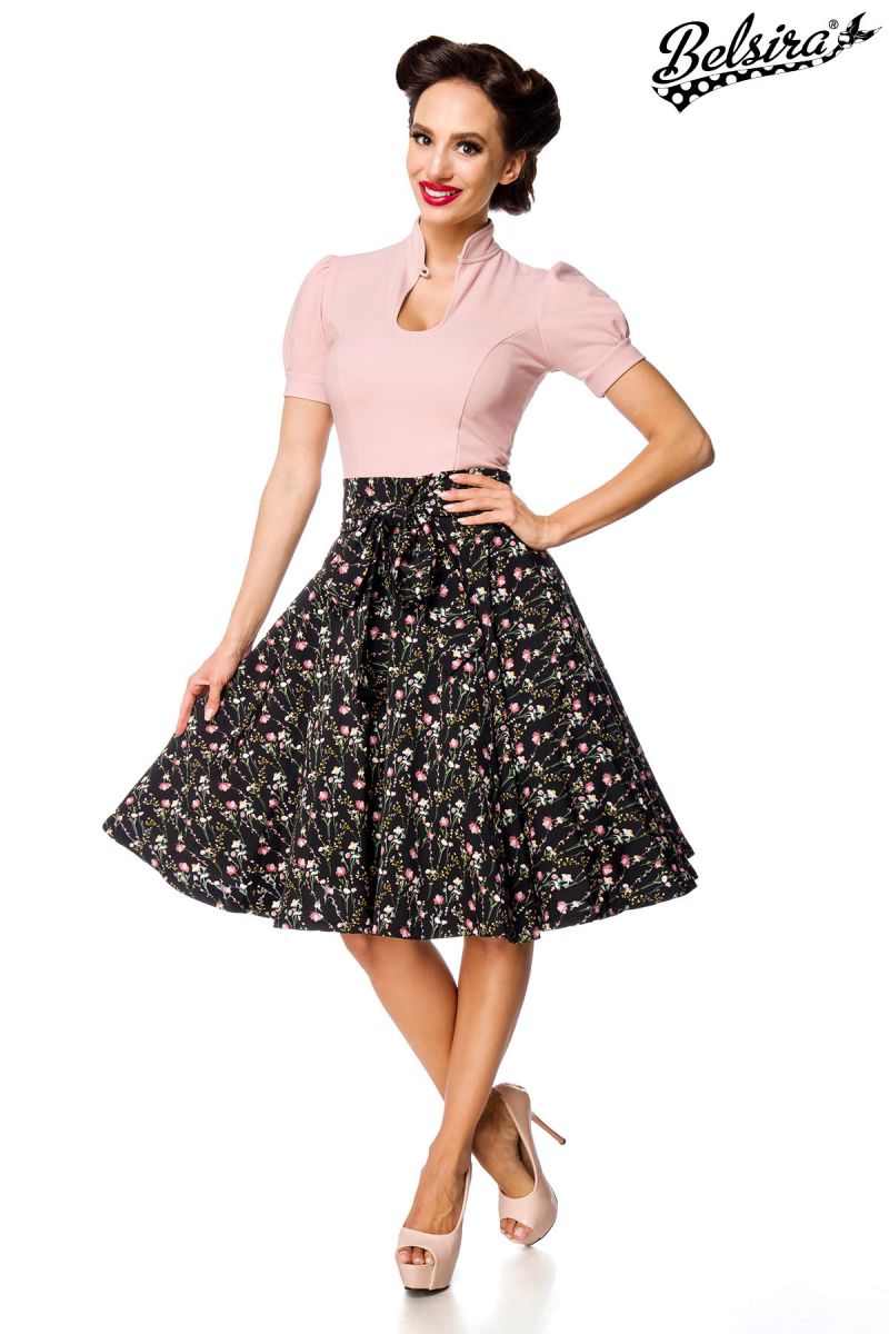 Rock mit Schluppe schwarz-rosa 1-50221-060 Rock mit Schluppe schwarz-rosa 1-50221-060