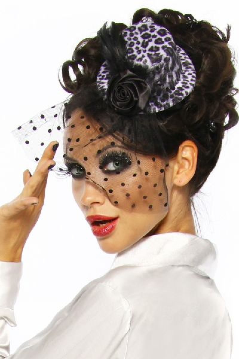 Rockabilly-Minihut - Fascinator leo 1-12096-003 Rockabilly-Minihut - Fascinator leo 1-12096-003