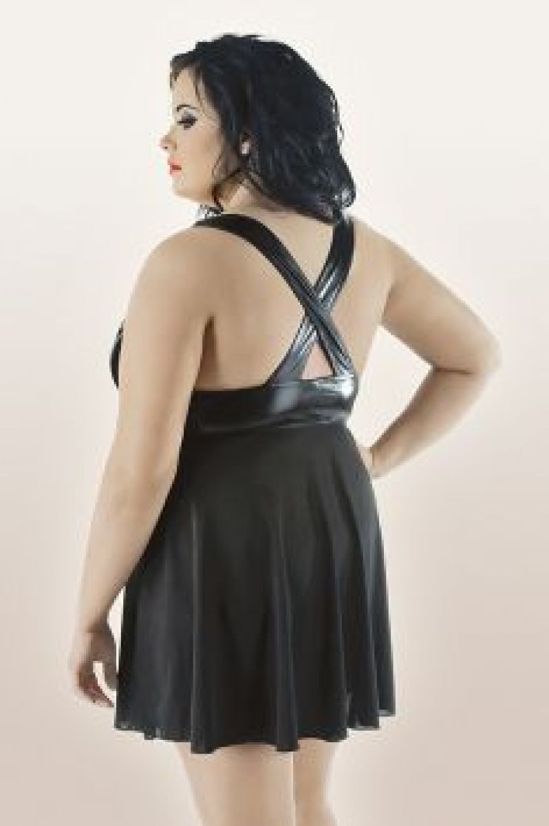 Schwarze Chemise mit Wetlook-Anteil Schwarze Chemise mit Wetlook-Anteil