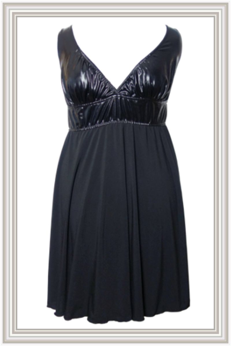 Schwarze Chemise mit Wetlook-Anteil Schwarze Chemise mit Wetlook-Anteil