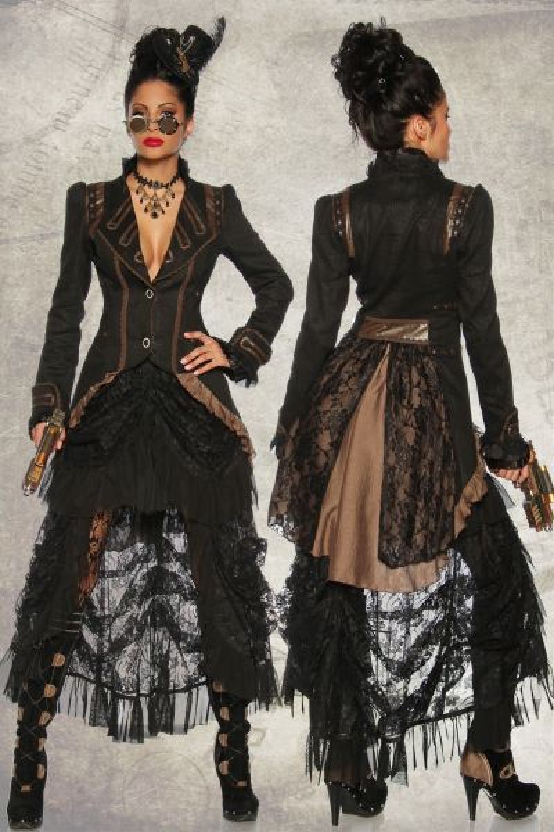 Steampunk-Mantel schwarz-braun 1-13054-160 Steampunk-Mantel schwarz-braun 1-13054-160
