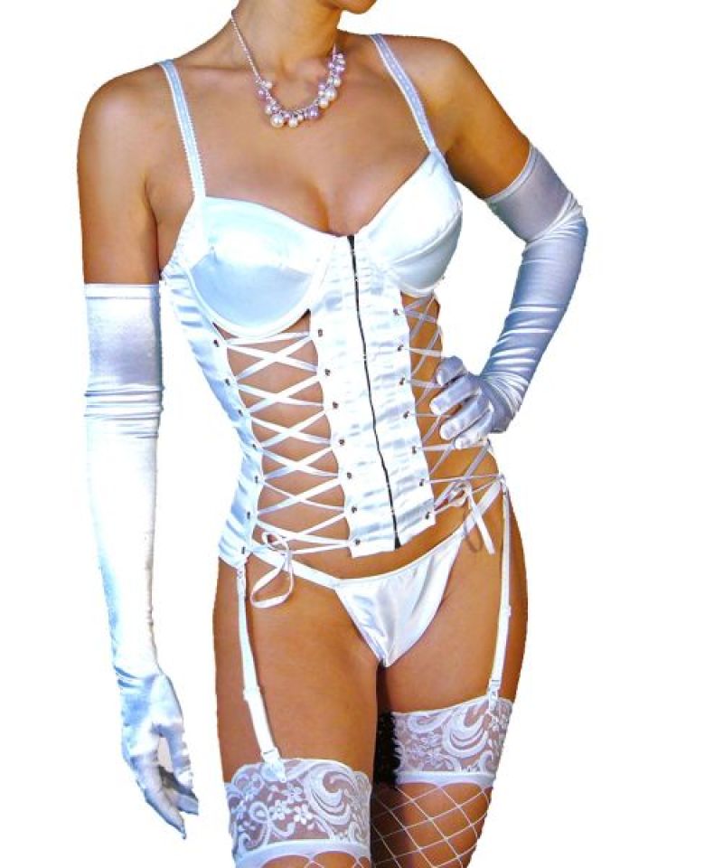 Straps-Corsage mit schwarzer Leiste weiss-schwarz 1-13833-005 Straps-Corsage mit schwarzer Leiste weiss-schwarz 1-13833-005