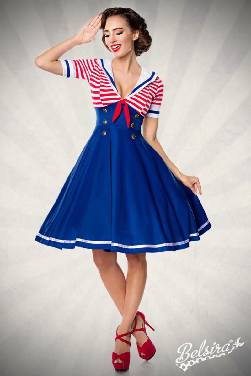 Swing-Kleid im Marinelook blau-rot-weiss 1-50057-163 Swing-Kleid im Marinelook blau-rot-weiss 1-50057-163