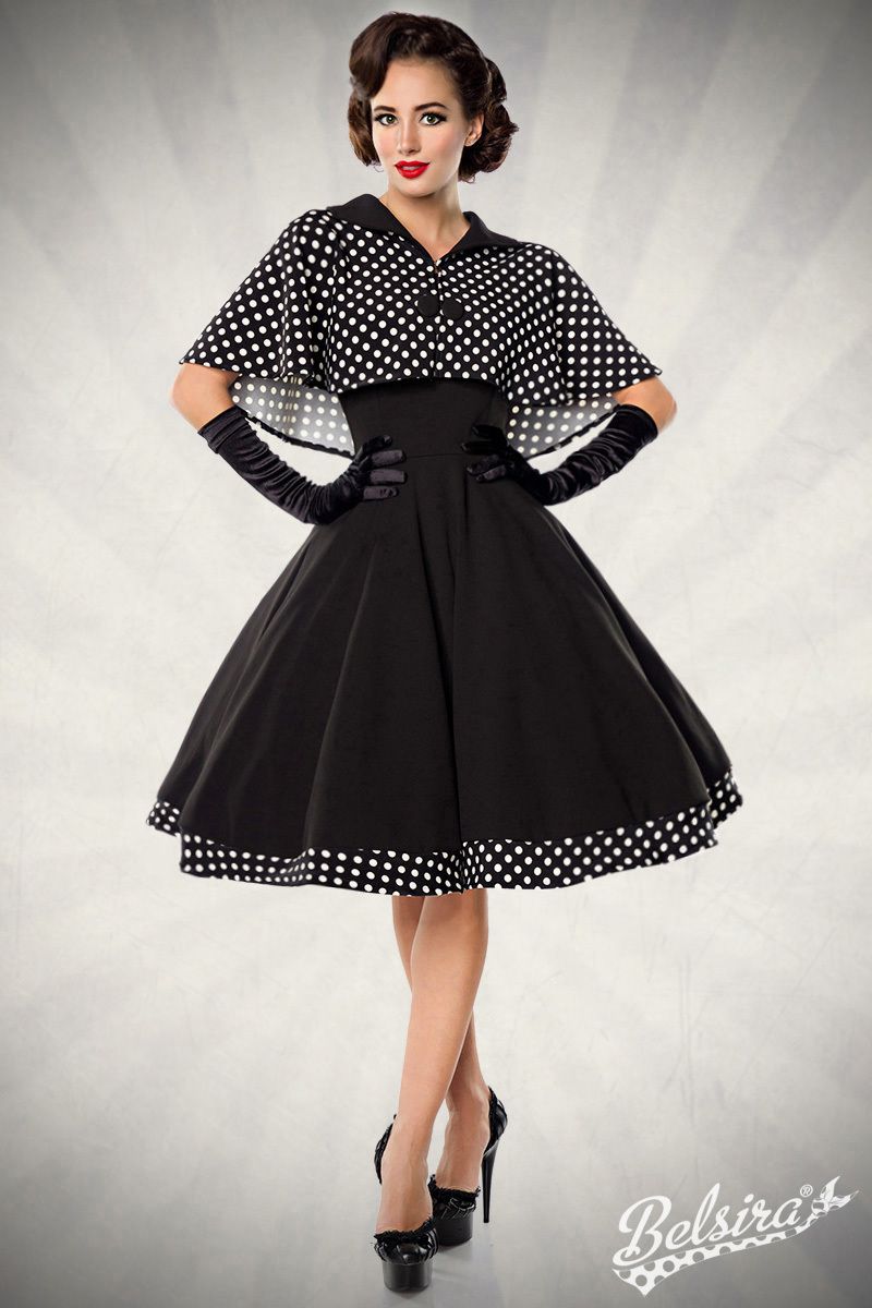 Swing-Kleid mit Cape schwarz-weiss 1-50050-010 Swing-Kleid mit Cape schwarz-weiss 1-50050-010