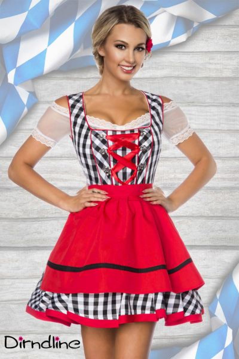 Traditionelles Minidirndl schwarz-weiss-rot 1-70003-119 Traditionelles Minidirndl schwarz-weiss-rot 1-70003-119
