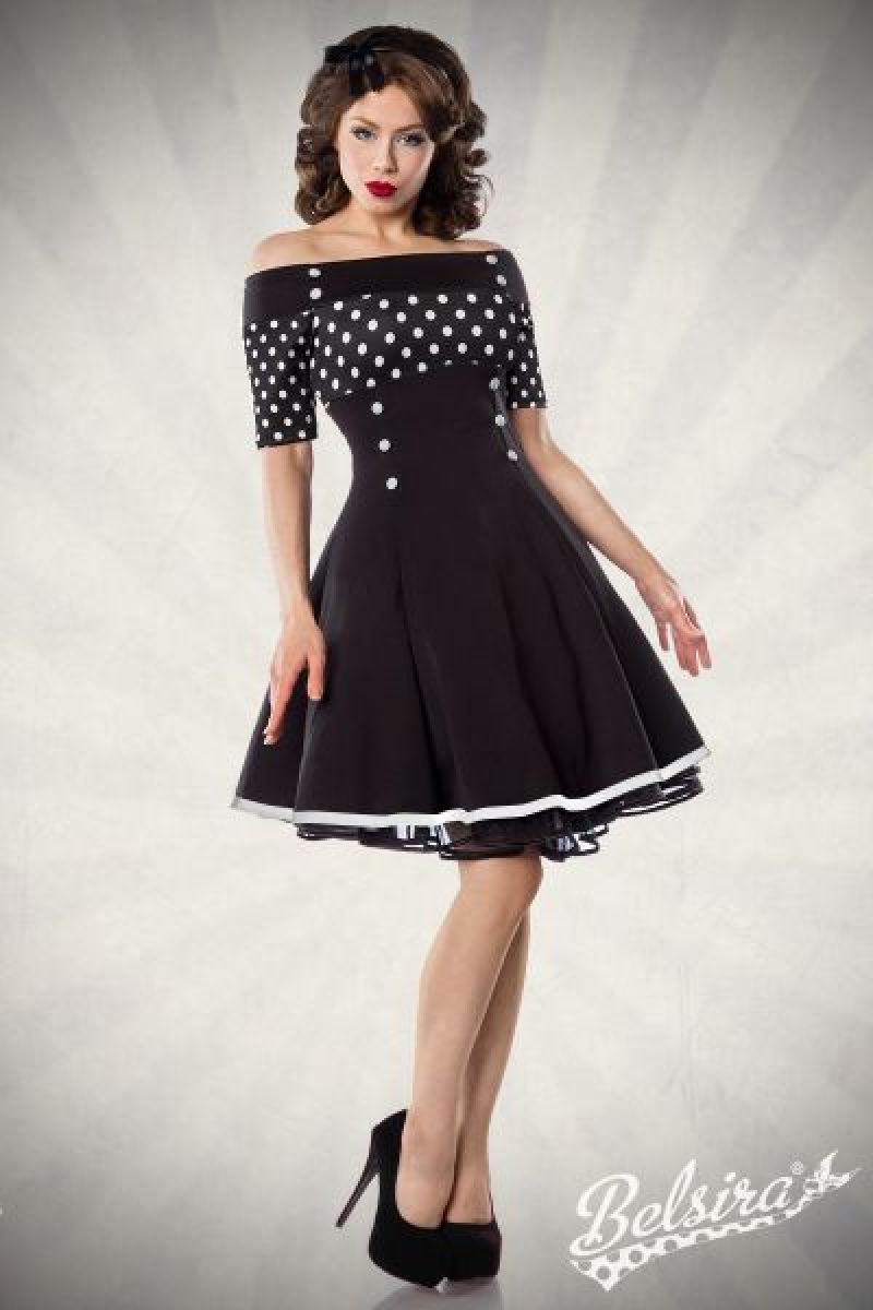 Vintage-Kleid schwarz-weiss-dots 1-50006-241