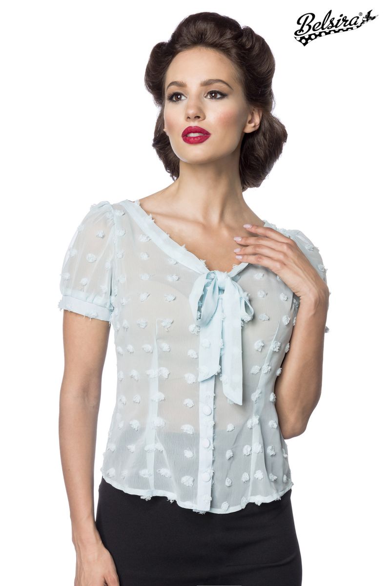 Vintage Schluppenbluse blau 1-50190-015 Vintage Schluppenbluse blau 1-50190-015