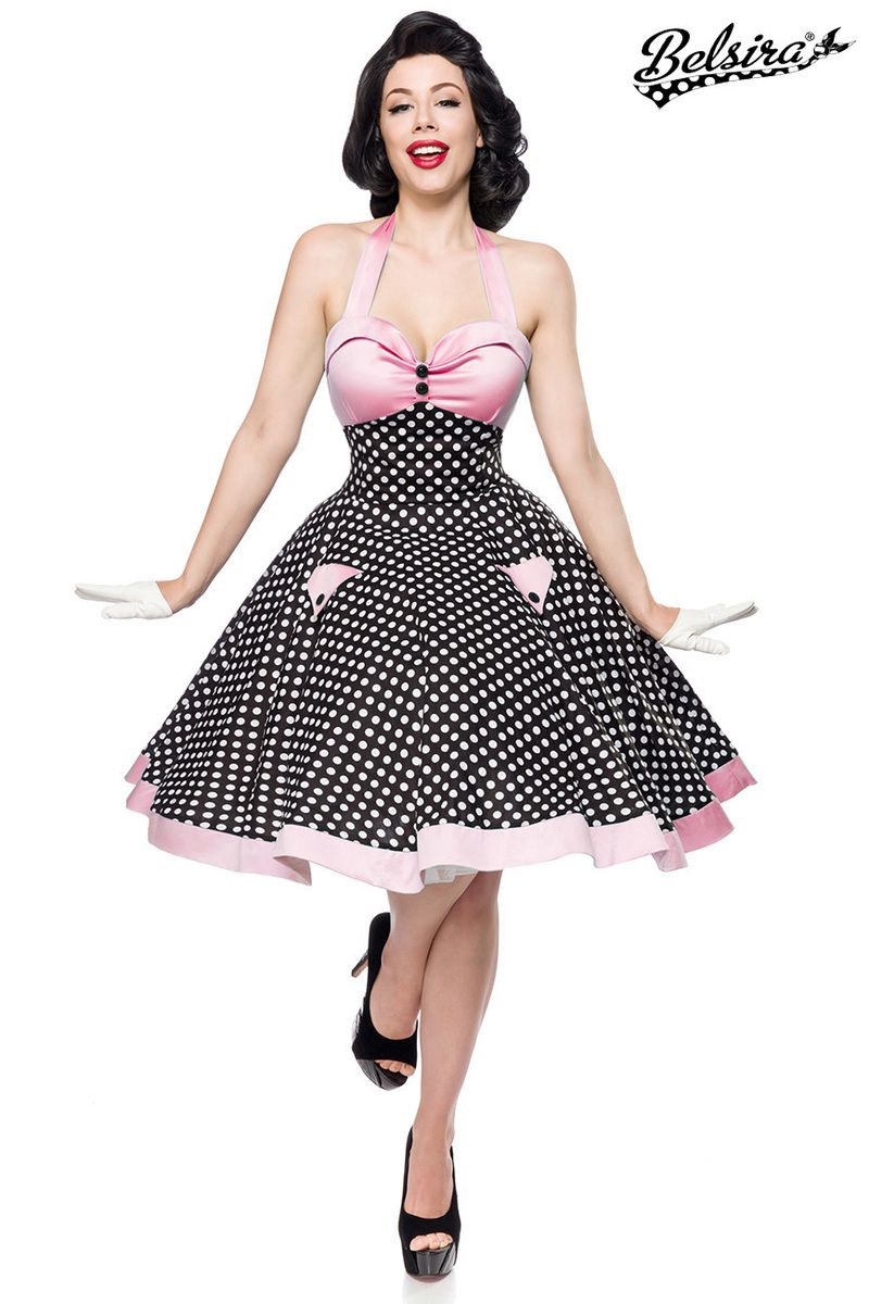 Vintage-Swing-Kleid schwarz-weiss-rosa 1-50066-141