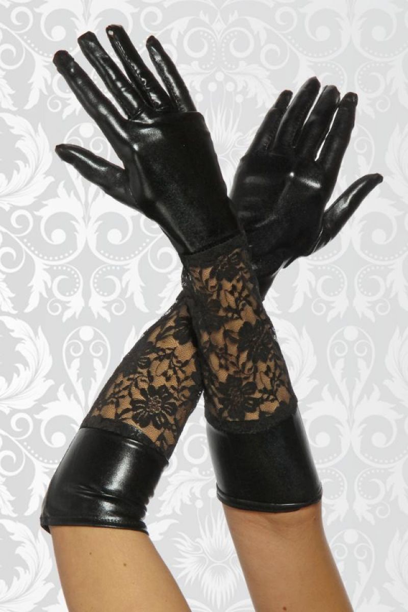 Wetlook-Handschuhe mit Spitze Wetlook-Handschuhe mit Spitze