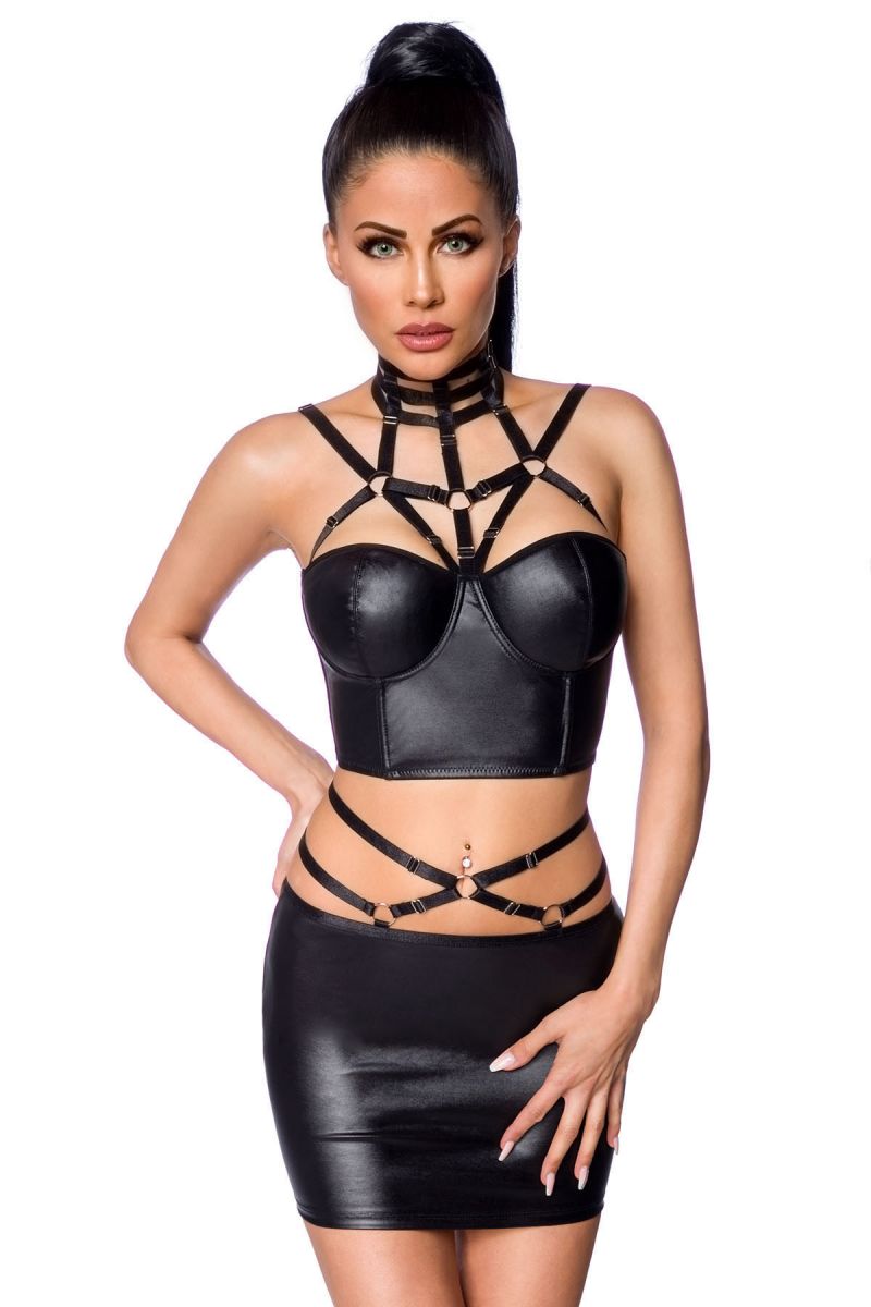 Harness-Wetlook-Set mit Rock Harness-Wetlook-Set mit Rock