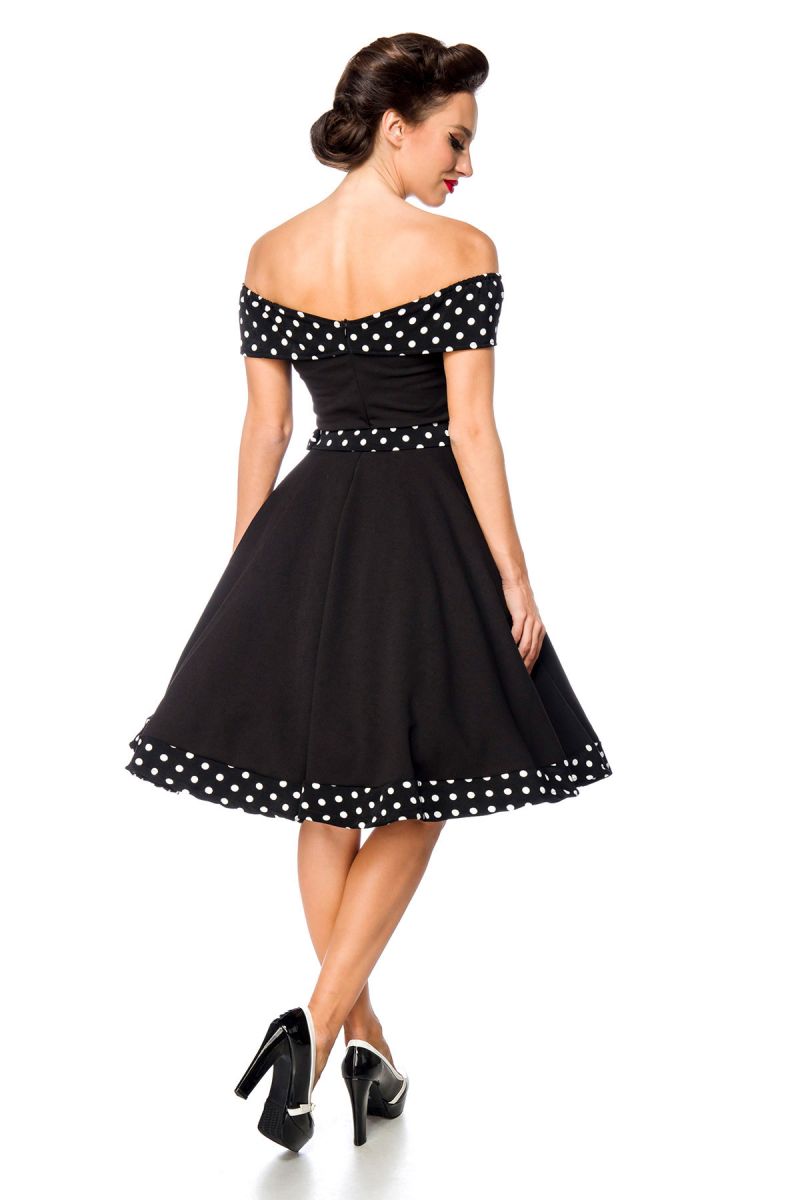 schulterfreies Swing-Kleid mit Gürtel schulterfreies Swing-Kleid mit Gürtel
