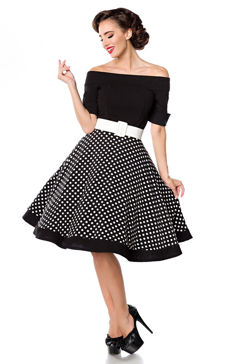 schulterfreies Swing-Kleid schulterfreies Swing-Kleid
