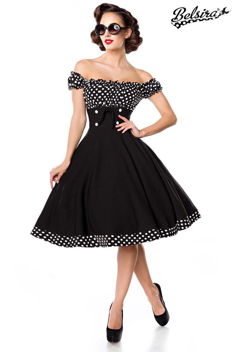 schulterfreies Swing-Kleid schwarz-weiss 1-50058-010 schulterfreies Swing-Kleid schwarz-weiss 1-50058-010