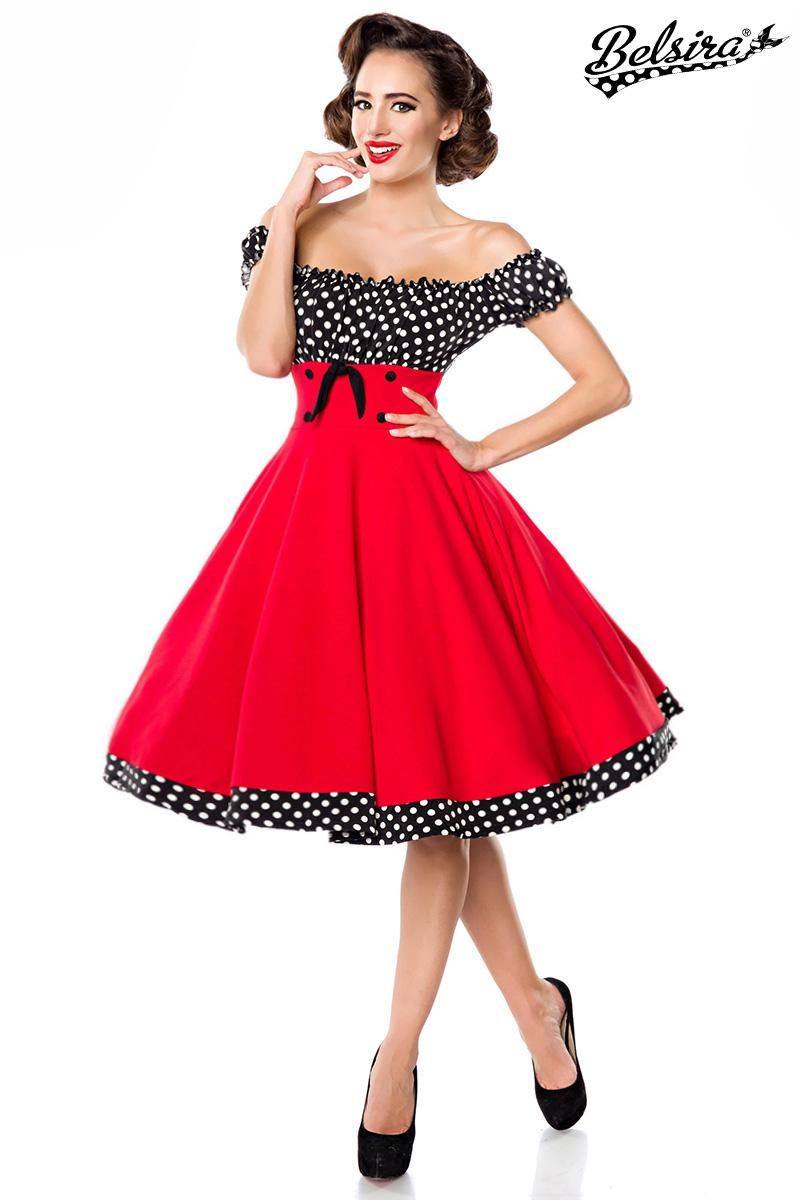 schulterfreies Swing-Kleid rot-schwarz-weiss 1-50058-041 schulterfreies Swing-Kleid rot-schwarz-weiss 1-50058-041