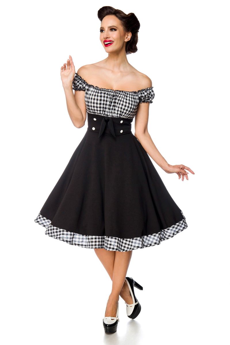 schulterfreies Swing-Kleid schulterfreies Swing-Kleid